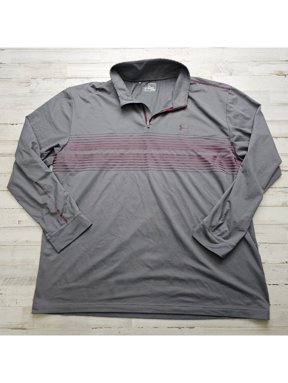 Under Armour ColdGear Gray Stripe 1/4 Zip Pullover Jacket Men's XXL Golf Casual
